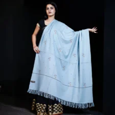 Shawl-Pure-Merino-Flower-booti-Kullu-Pattern-Sky-Blue
