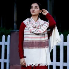 Stole-Pure-Marino-Kumaon-Pattern-Stripe-white-2